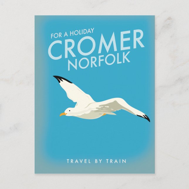 Cartão Postal Para um poster de viagens de trem Cromer Norfolk d (Frente)