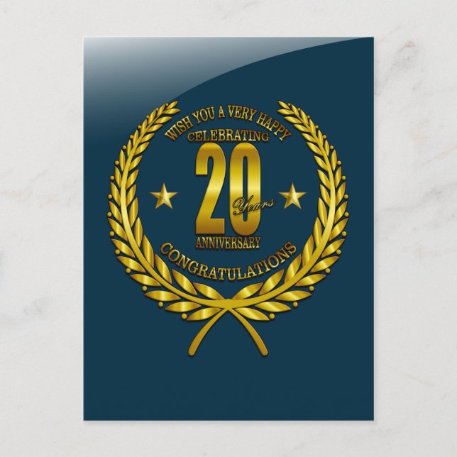 Cartão Postal Parabéns ao 20º Aniversário (Frente)