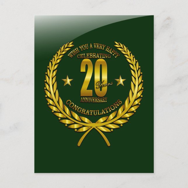 Cartão Postal Parabéns ao 20º Aniversário (Frente)