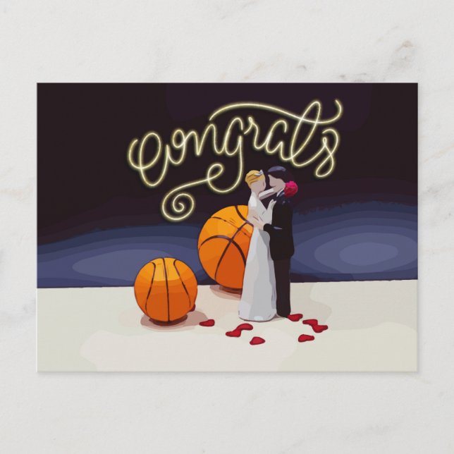 Cartão Postal Parabéns Basquetebol Casamento  (Frente)
