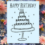 Cartão Postal Parabéns, Bolo Whimsical Sketch Doodle<br><div class="desc">Um doce desenho de um bolo fofo para desejar a alguém um feliz aniversário! Clique em "editar usando a ferramenta design" para ajustar as fontes, cores e posicionamentos. Você também pode alterar a cor de fundo ou verificar meu compro para obter mais opções de cor. Personalize com seu próprio texto....</div>