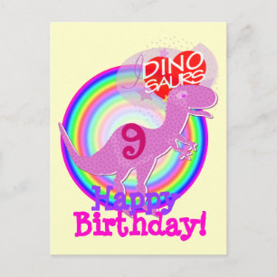 Cartão Postal Parabéns Cartão-postal Puro T-Rex Dino, 9 Anos