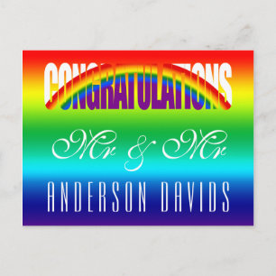Cartão Postal Parabéns Casal Gay Bandeira do Arco-Íris