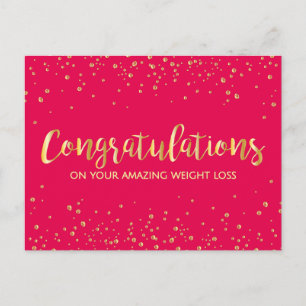 Cartão Postal Parabéns com dieta Dourada com sucesso de perda de