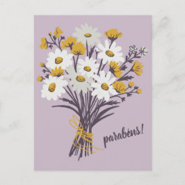 Cartão Postal Parabéns CONGRATULATIONS Buquê de Daisy Personaliz