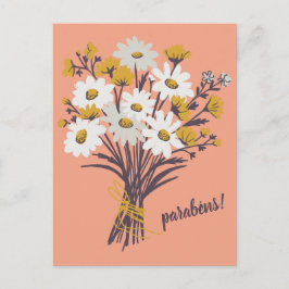 Cartão Postal Parabéns CONGRATULATIONS Buquê de Daisy Personaliz