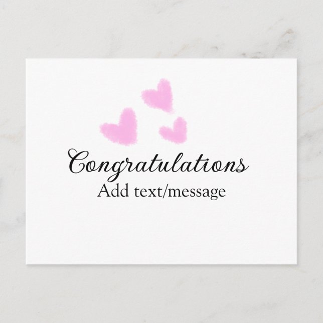 Cartão Postal Parabéns coração rosa formatura aquarela (Frente)