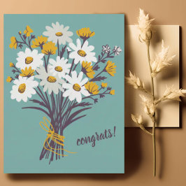 Cartão Postal PARABÉNS Daisy Bouquet Floral Fofo Personalizado