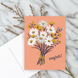 Cartão Postal PARABÉNS Daisy Bouquet Floral Fofo Personalizado