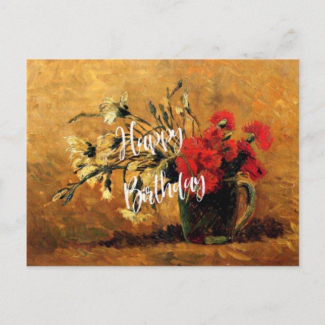 Cartão Postal Parabéns de aniversário, famosa pintura floral de  (Frente)