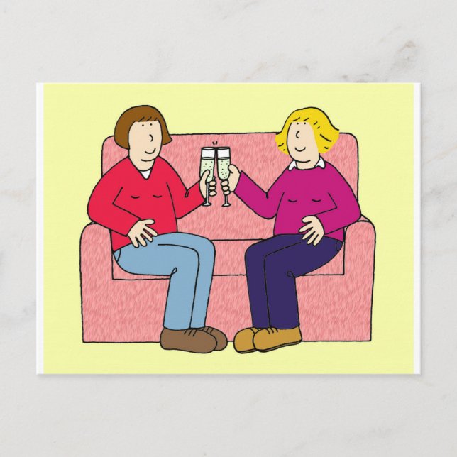 Cartão Postal Parabéns de Casais lésbicas. (Frente)