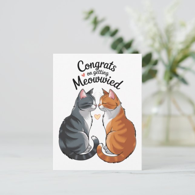 Cartão Postal Parabéns de casamento para amante de gato fofo noi (Em pé/Frente)