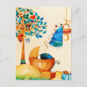 Cartão Postal Parabéns de fada Whimsso Bebê Recém-nascido