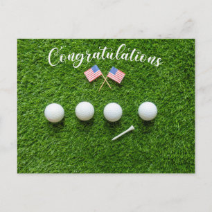 Cartão Postal Parabéns de golfe para golfista americano com band
