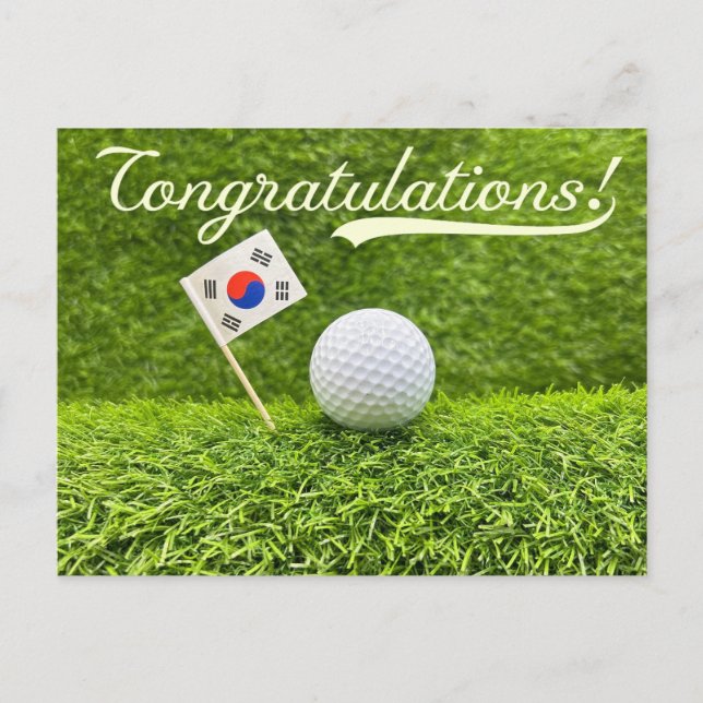 Cartão Postal Parabéns de Golfe para Golfista Coreano (Frente)