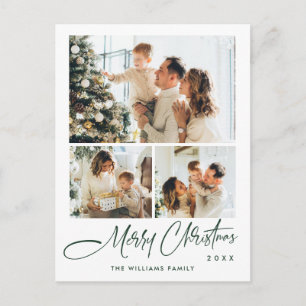 Cartão Postal Parabéns de Natal 3 Fotos Minimalista Elegante