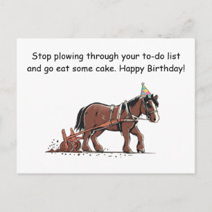 Cartão Postal Parabéns Divertidos para Cavalo Arador