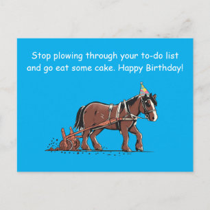 Cartão Postal Parabéns Divertidos para Cavalo Arador
