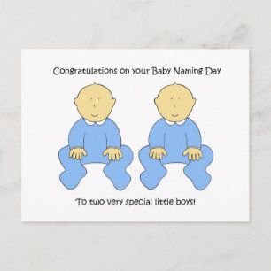 Cartão Postal Parabéns do Dia de Nomeação de Bebês para Twin Boy
