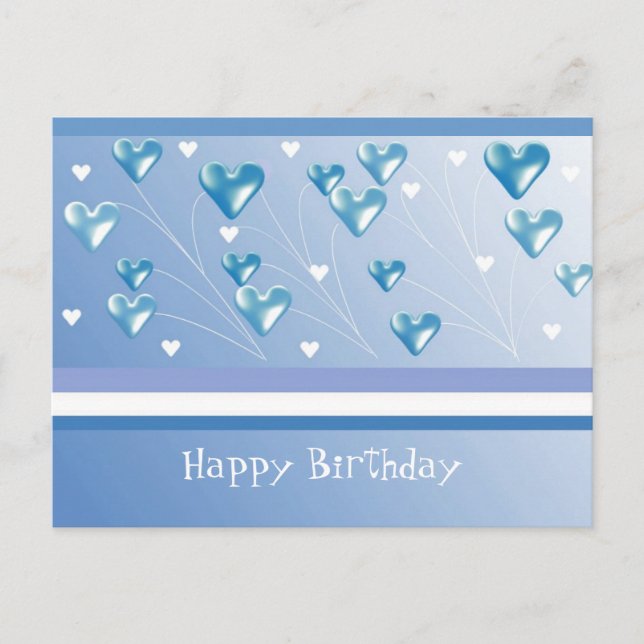 Cartão Postal Parabéns do Floating Blue Hearts (Frente)