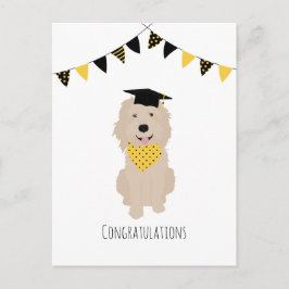 Cartão Postal Parabéns Doodle Dog Graduation Cap