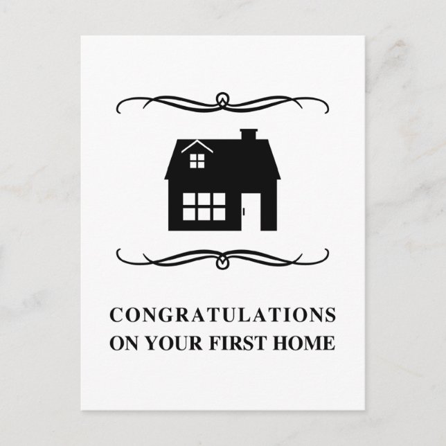 Cartão Postal parabéns em sua primeira casa: mod home (Frente)