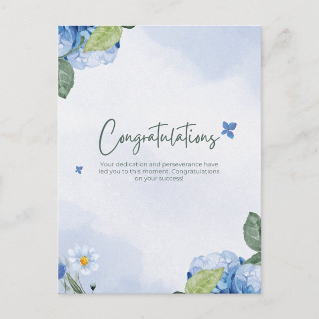 Cartão Postal Parabéns florais elegantes (Frente)