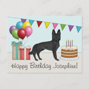 Cartão Postal Parabéns German shepherd Negro Colorido