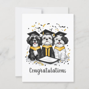 Cartão Postal Parabéns Graduação Shih Tzu Dogs