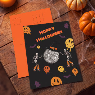 Cartão Postal Parabéns Groovy Retro Disco Feliz Halloween