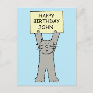 Cartão Postal Parabéns John Cartoon Cat