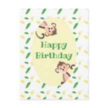 Parabéns Macaco Folha Tropical Cascas de Banana