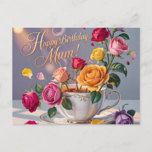 Cartão Postal Parabéns Mamãe com Rosas