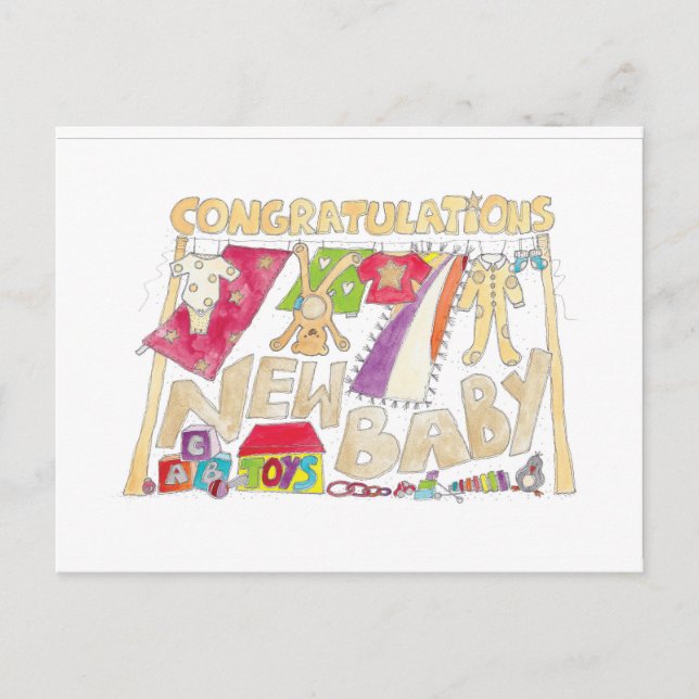 Cartão Postal Parabéns - Novo Bebê. (Frente)
