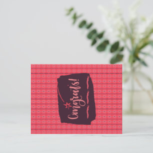 Cartão Postal Parabéns Ornamentos Verticais de Cordas Rosa Padrã