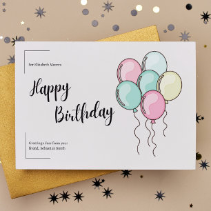 Cartão Postal Parabéns para Pastel Balloons