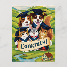 Cartão Postal Parabéns pela formatura universitária animais fofo