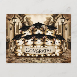 Cartão Postal Parabéns pela graduação em gatos-do-campo