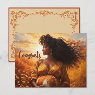 Cartão Postal Parabéns pela Gravidez de uma Mulher Afro-Cêntrica