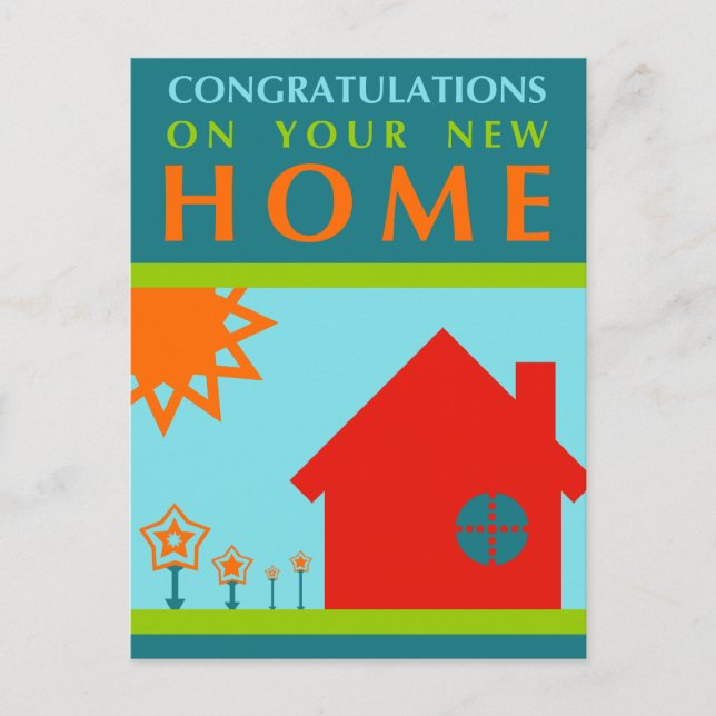 Cartão Postal parabéns pela sua nova casa : formas pop (Frente)
