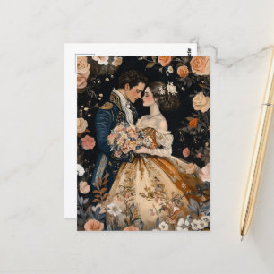 Cartão Postal Parabéns pelo Noivado Romântico do Casal Rococo
