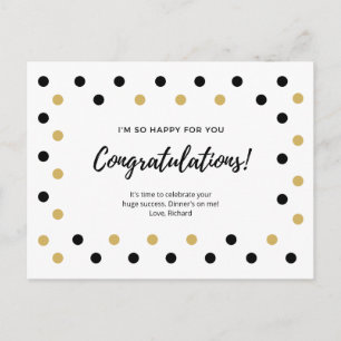 Cartão Postal Parabéns Pontos Preto e Dourado