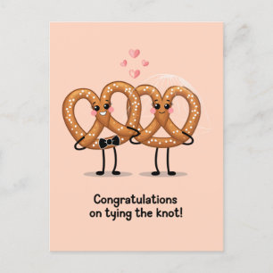 Cartão Postal Parabéns por Casar Pretzel Divertido