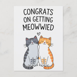 Cartão Postal Parabéns por ter se Meowwido Casamento de Gato Div