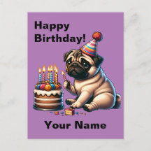 Parabéns Pug Com Saudação Personalizável