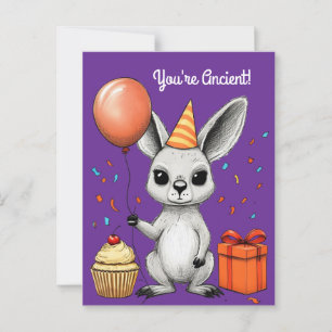 Cartão Postal Parabéns Sarcástico para Canguru em Festa