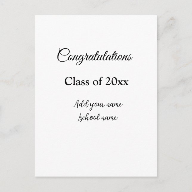 Cartão Postal Parabéns simples de formatura adicionar turma mini (Frente)