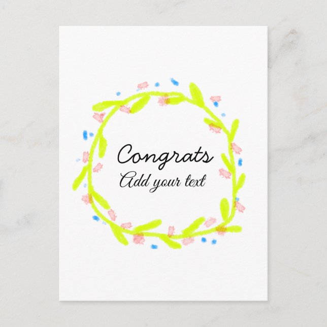 Cartão Postal Parabéns simples e minimalistas adicione sua (Frente)