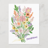 Parabéns Wildflowers Pintado à Mão Gouache Congrat