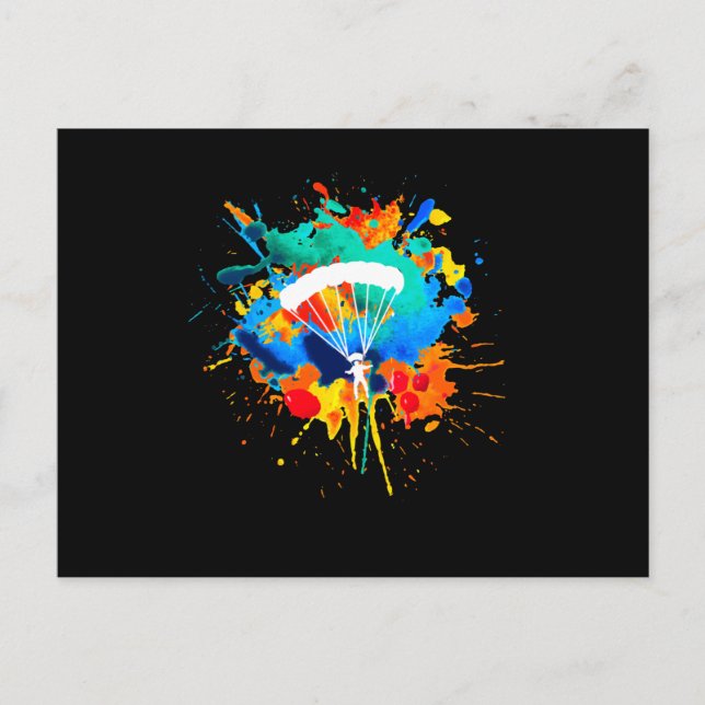 Cartão Postal Parachute Colors Skydiver Skydiving (Frente)
